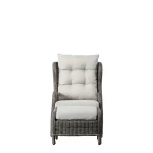 Image of Crossland Grove Louis Reclining Chair And Footstool Set - Grey