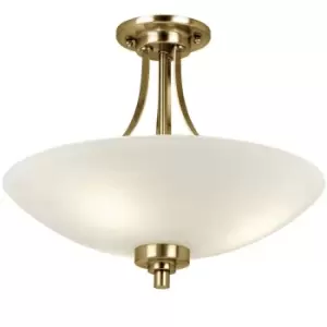 Image of Semi Flush Ceiling Light Antique Brass Glass 3 Bulb Feature Lamp Holder Fitting
