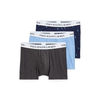 Image of Polo Ralph Lauren Logo 3 Pack Boxers - Hthr/NvyAOP/Blu