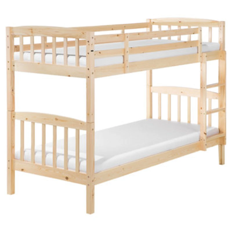 Image of Beliani Bunk Bed Pine Wood Revin 90 X 200 Cm (Eu Single) Light Brown