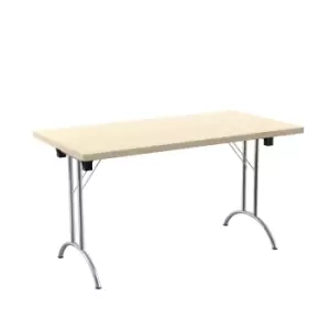 Image of One Union Folding Table 1400 X 700 Chrome Frame Maple Rectangular Top