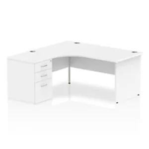 Image of Dynamic Corner Left Hand Desk White MFC Panel End Leg White Frame Impulse 1600/1630 x 800/600 x 730mm