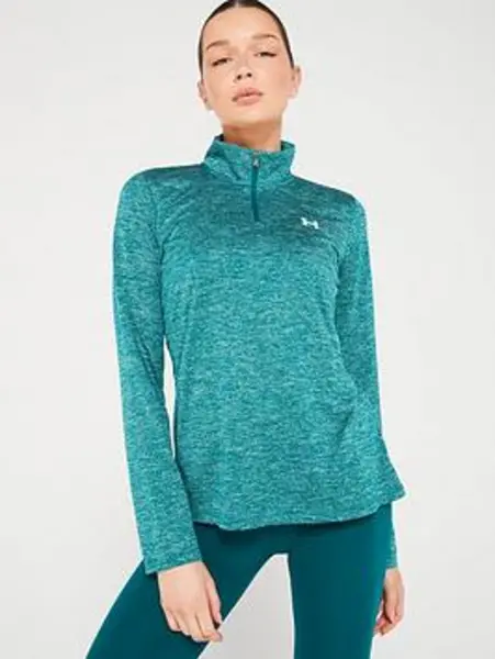 Image of Under Armour Womens Training Tech 1/2 Zip - Twist - Teal/White