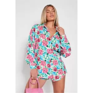 Image of I Saw It First Blue Printed Floaty Shorts - Blue