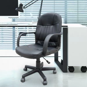 Image of HOMCOM Swivel Executive Office Chair PU Leather Computer Desk Chair Office Furniture - Black