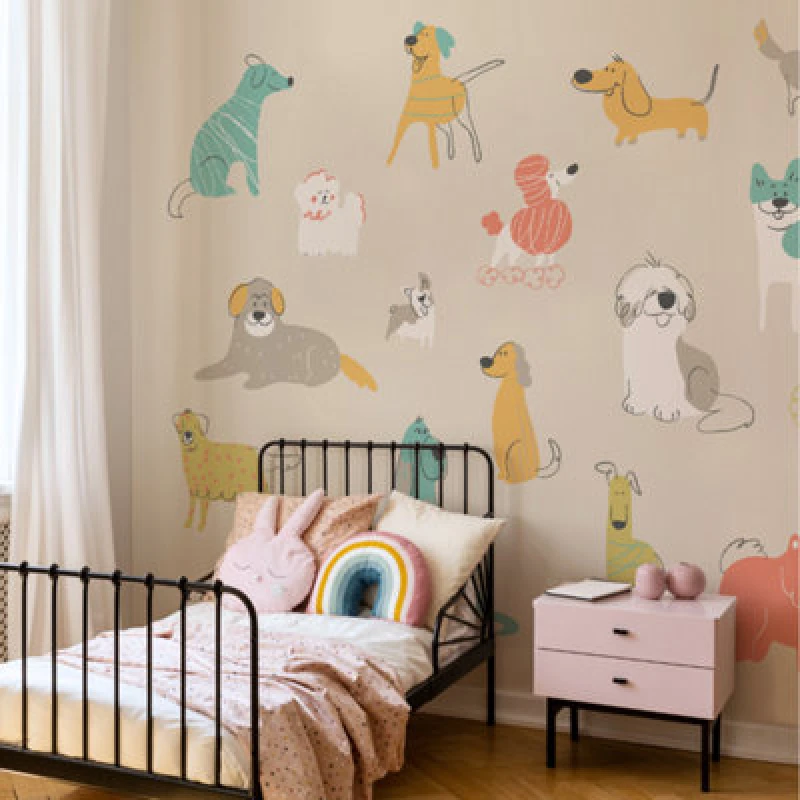 Image of Origin Murals Happy Dogs Citrus Gold Paste The Wall Mural 300Cm Wide X 240Cm High
