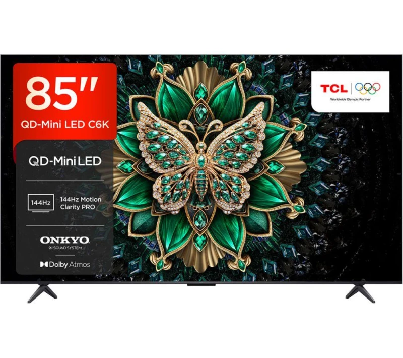 Image of 85" TCL C6K QD-Mini LED 4K HDR Smart Google TV - 85C6KS, Black 5901292526177