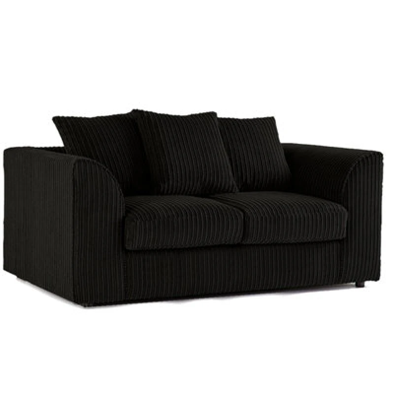 Image of Furnishings For Less UK Luxor Jumbo Cord Black Fabric 2 Seater Sofa