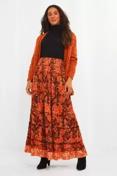Image of Autumn Days Floral Boho Skirt
