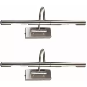 Image of Minisun - 2 x Adjustable Twin Picture Wall Lights - Brushed Chrome