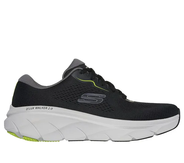 Image of Skechers Mens D'Lux Walker Memory Foam 2.0 Trainers UK Size 10 (EU 45) Black Lime SKE2300-BKLM-10