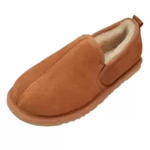 Image of Eastern Counties Leather Mens Sheepskin Lined Soft Suede Sole Slippers (8 UK) (Chestnut)