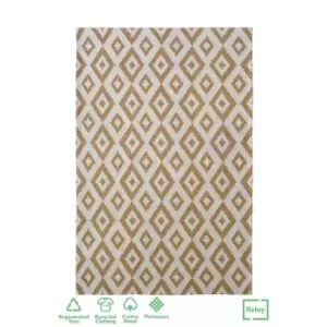 Image of Relay Recycled Cotton Diamond Rug Mustard 100X150Cm