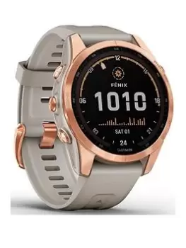 Image of Garmin Fenix 7S Solar Multisport Gps Watch, Rose Gold With Light Sand Band