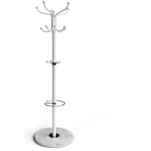 Image of Deuba Coat Rack with Marble Base Free Standing Metal Clothes Umbrella Bag Hat Holder Hallway Stand Hanger White 1