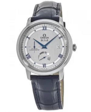 Image of Omega De Ville Prestige Co-Axial 39.5mm Automatic Silver Dial Leather Strap Mens Watch 424.13.40.21.02.003 424.13.40.21.02.003