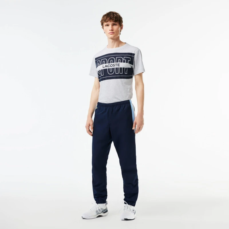 Image of Lacoste Mens Slim Fit Joggers Navy Blue/White male XS