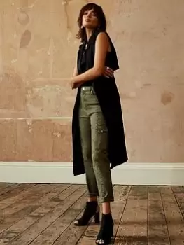 Image of Mint Velvet Black Sleeveless Duster Jacket, Black, Size 8, Women