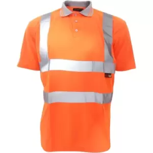 Image of Warrior Mens Daytona Hi-Vis Short Sleeve Polo Shirt (L) (Fluorescent Orange) - Fluorescent Orange
