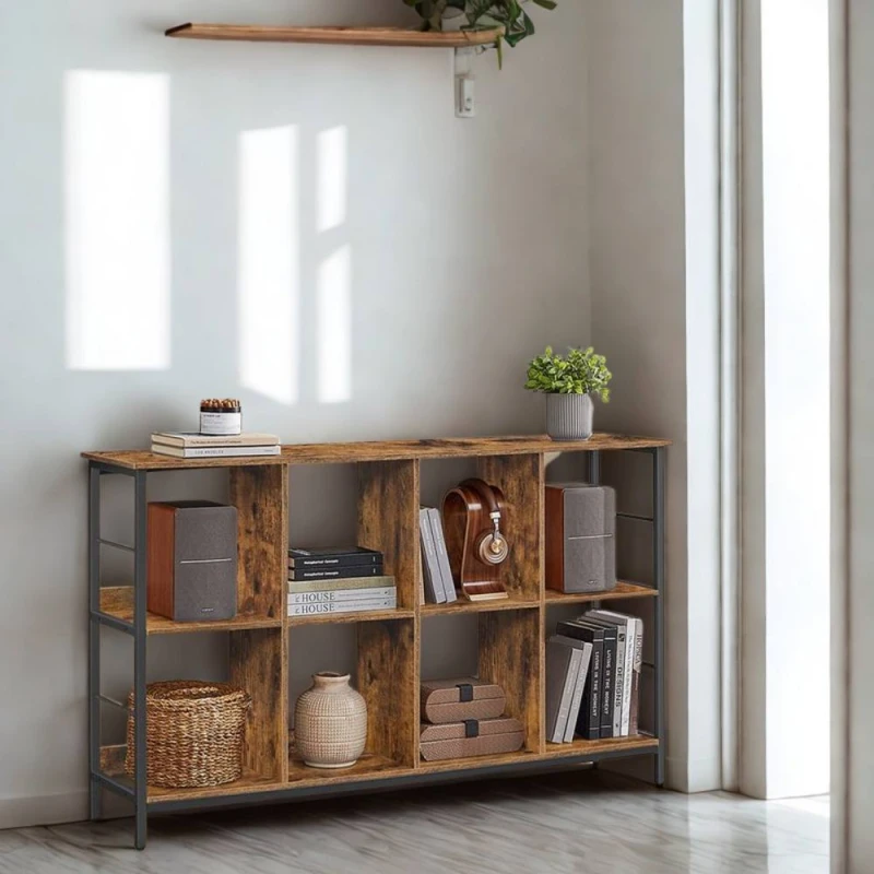 Image of Pirlo Plush Industrial 3 Tier Wide Bookcase Storage Shelves Unit in Brown Brown Unisex