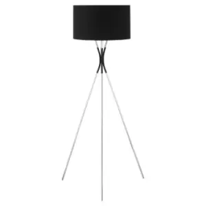 Image of Homcom Modern Tripod Floor Lamp With Fabric Lampshade