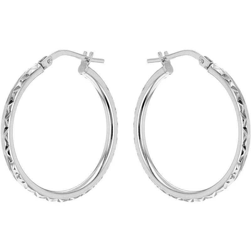 Image of Be You Sterling Silver Diamond Cut Oval Hoops Silver female One Size