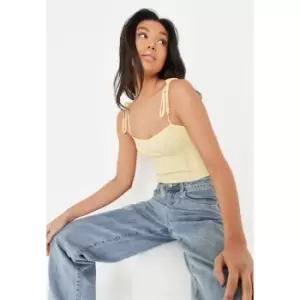 Image of Missguided Tie Strap Cami - Yellow