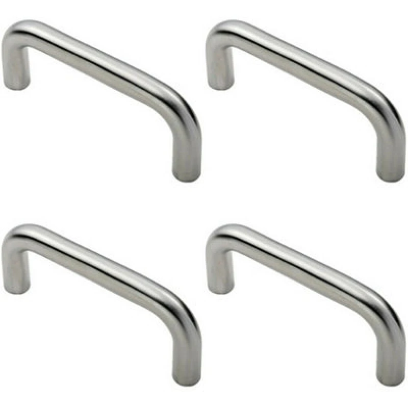 Image of Loops 4x Round D Bar Pull Handle 169 x 19mm 150mm Fixing Centres Satin Steel Metallics unisex