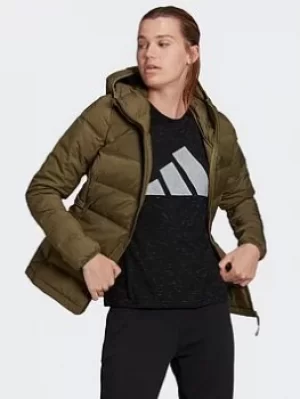 Image of adidas Helionic Jacket, Grey/Green, Size L, Women