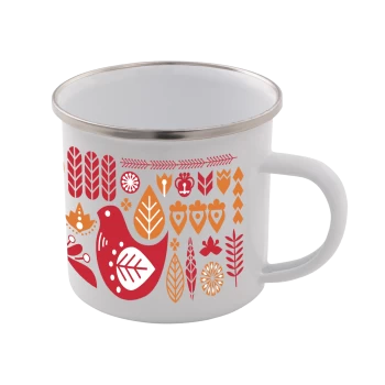 Image of Colourful Scandi Enamel Mug - White