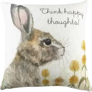 Image of Evans Lichfield Woodland Hare Cushion Cover (One Size) (Natural/Brown/Yellow)