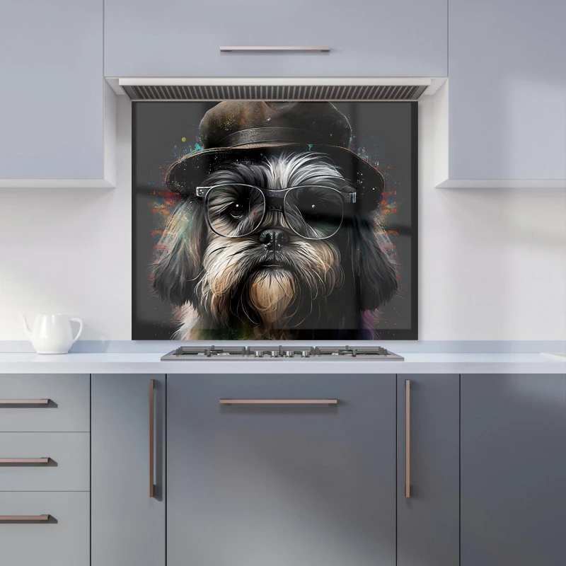 Image of Warren Reed - Designer Lhasa Apso Dog Splashart Kitchen Splashback Size: 700mm x 750mm Multicolor Unisex 700mm x 750mm