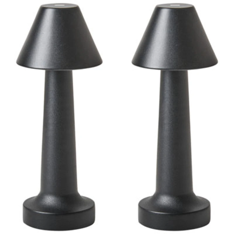 Image of Beliani Set Of 2 Wireless LED Table Lamp Joanes With Dimmer Metal Black