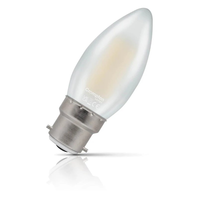 Image of Crompton LED Candle Light Bulb B22 4.2W (40W Eqv) Dimmable Filament Warm White 2700K Bayonet Pearl