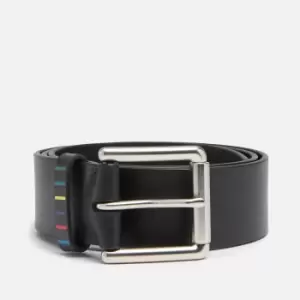 Image of Paul Smith Mens Stripe Detail Leather Belt - Black - W36