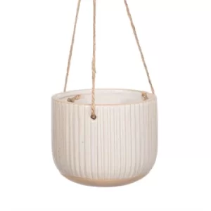 Image of Sass & Belle Japandi Grooved Hanging Planter Off White