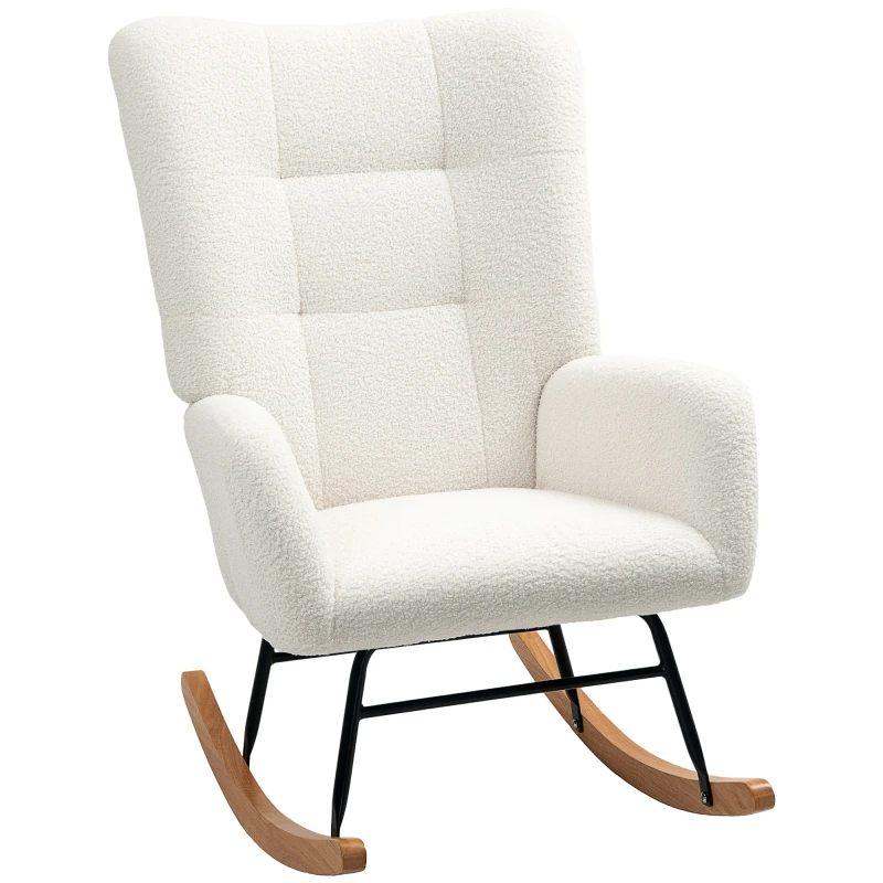 Image of HOMCOM HOMCOM Teddy Upholstered Accent Chair with Wide Backrest for Living Room in Cream Cream One Size Unisex 5063603582538