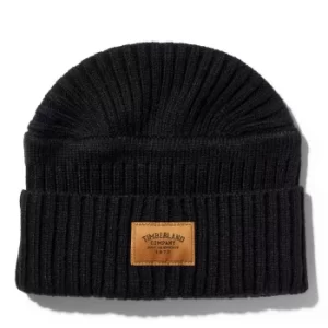 Image of Timberland Gulf Beach Ribbed Beanie For Men In Black Black, Size ONE