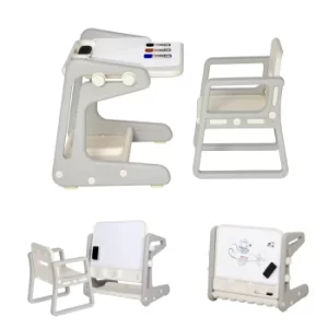 Image of HOMCOM Kids Study Table and Chair Set 2-In-1 Design Drawing Board Writing Desk with Whiteboard Pens Eraser Storage Tray Toddlers Grey/White