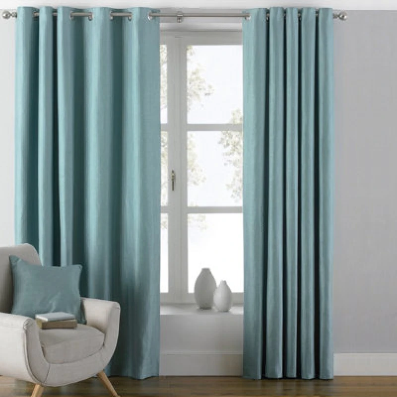 Image of Paoletti Paoletti Atlantic Twill Woven Eyelet Curtains in Duck Egg Blue Size: 229cm width x 229cm drop Duck Egg Blue 229cm width x 229cm drop Unisex
