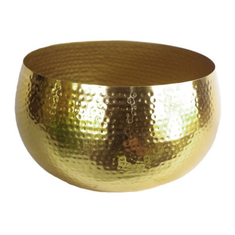 Image of Leaf XL Metal Bowl Planter 32 x 20cm Hammered Gold Colour - Straight Edge Size: 32 x 20cm Gold Unisex 32 x 20 cm