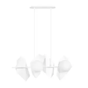 Image of Drifton White DesignerPendant Ceiling Light with White Glass Shades, 4x E14