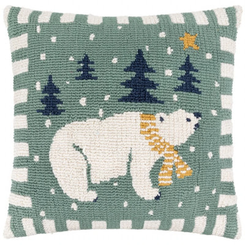 Image of Furn Furn Polar Bear Tufted Cushion in Blue Size: 45cm x 45cm Blue 45cm x 45cm Unisex 5025532360694