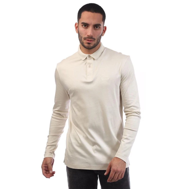 Image of Boss Pirol Long Sleeve Polo Shirt White male S