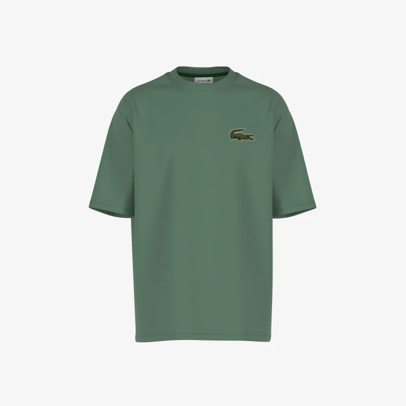 Image of Lacoste Loose Fit Large Crocodile Organic T-Shirt - Green Green XXS