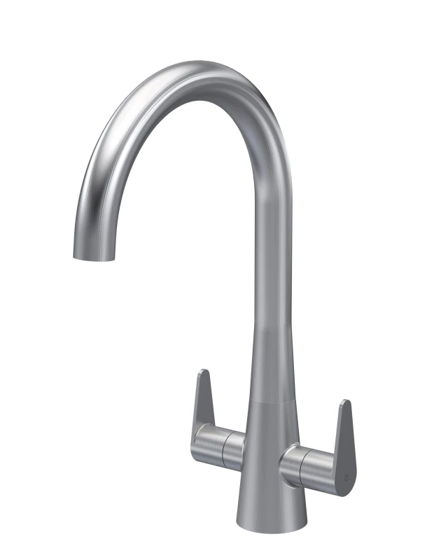 Image of Balterley Kitchen Mono Mixer Tap with 2 Lever Handles Brushed Nickel 398mm Metallics