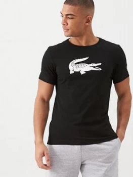 Image of Lacoste Sports Crocodile Logo Print T-Shirt - Black