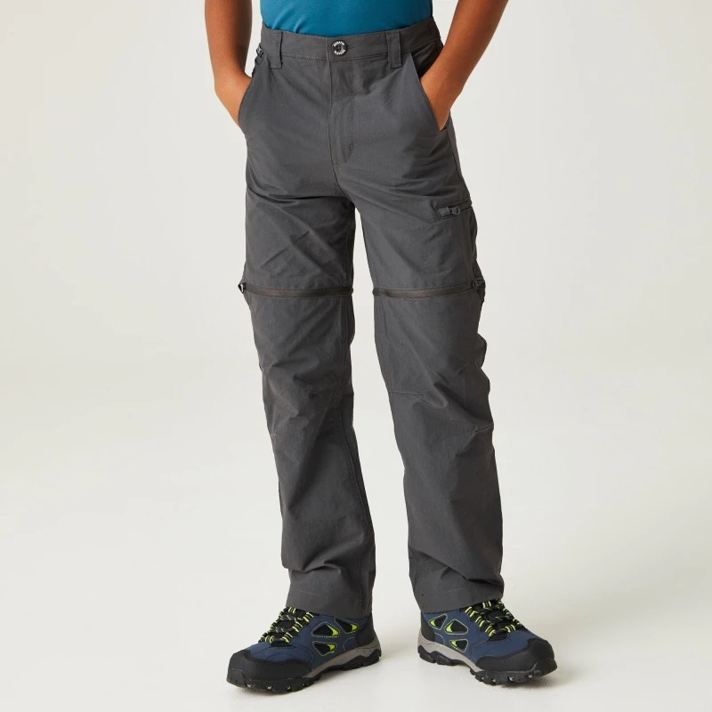 Image of Regatta Junior Highton Zip Off Trousers - Grey Grey 14 yr