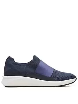 Image of Clarks Un Rio Knit Textile Trainer, Navy, Size 6, Women