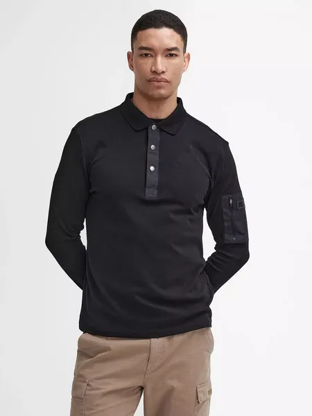 Image of Barbour International Bradley Snap Polo Shirt - M Black Tops male MML1424BK11 M